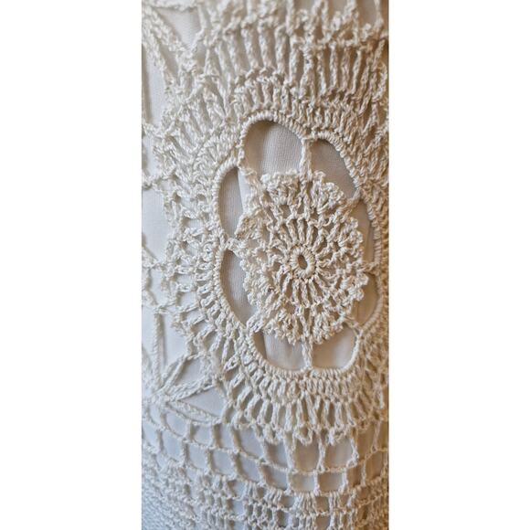Kroshetta by Papillon Crochet Knit Dress Size M White Lace Open Weave Boho - Picture 10 of 12